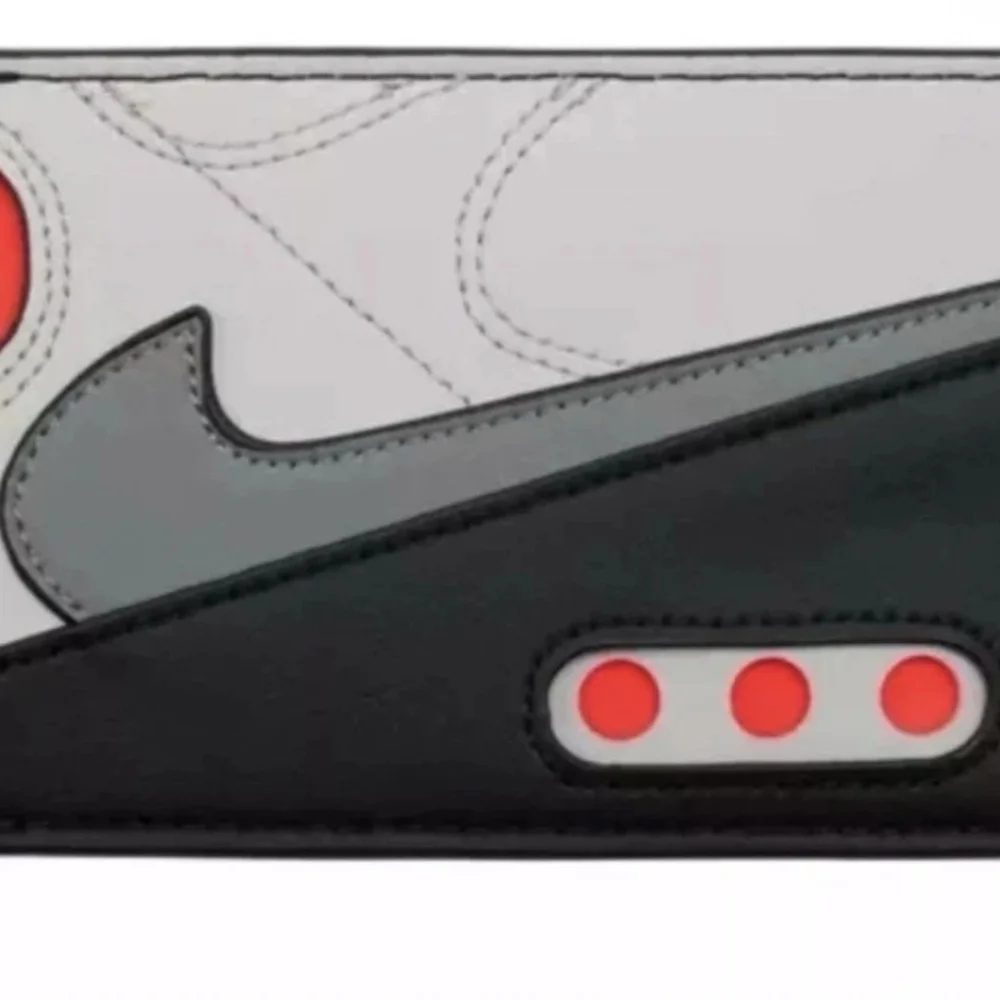 NEW! Nike Air Max 90 Infrared Card Wallet Grey White Leather Icon 5 Slots Swoosh